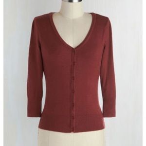 ModCloth charter school cardigan in rust